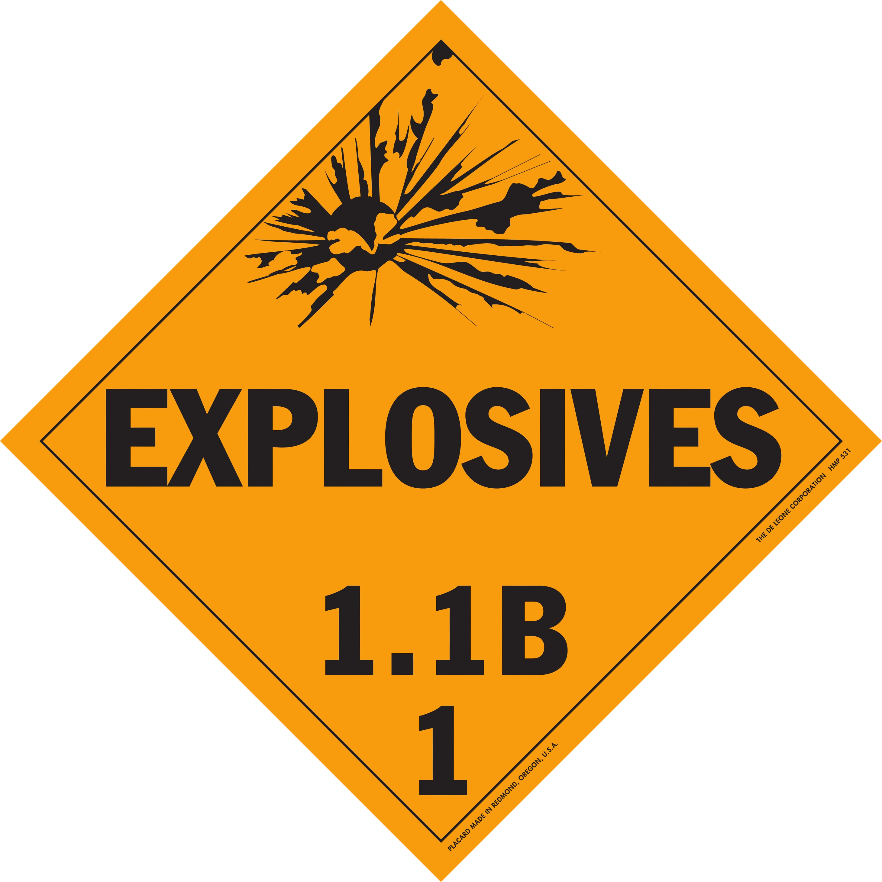 Hazardous Material Placards 10 3 4 X 10 3 4 Class 1 1b Explosive