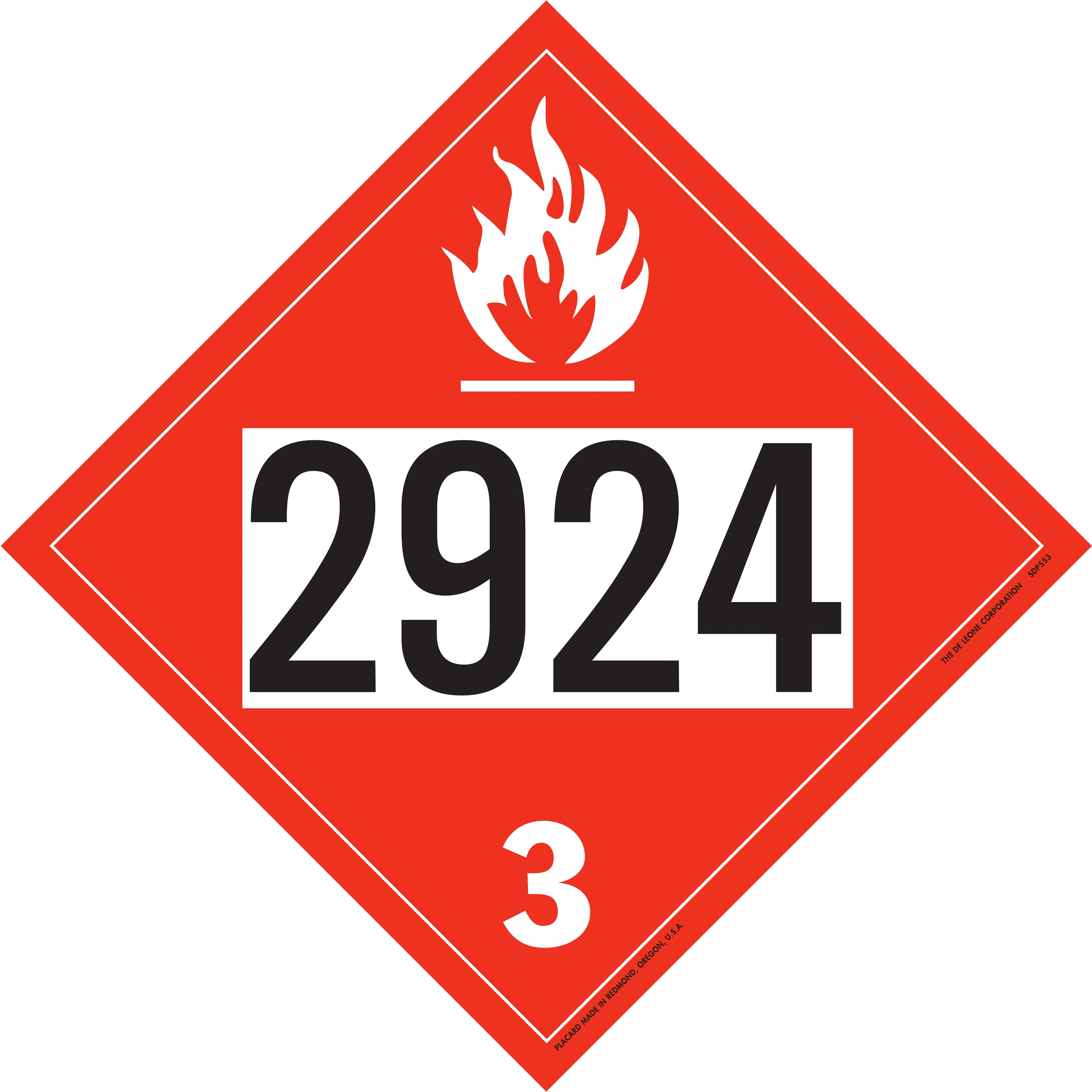 Класс 3.1. Placard flammable Liquid. 2924. Су 2924. АН 2924.